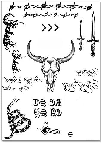 EBaokuup Halloween Face Tattoo Set,Oxhead Face Temporary Tattoos,Cow Skull Face Tattoos Stickers for Halloween Costume Accessories