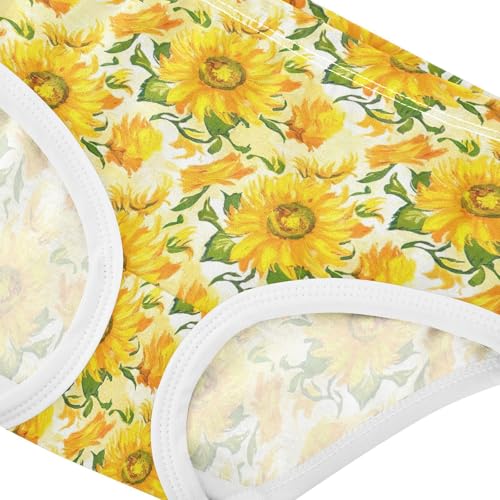 Joisal Toddler Girls Underwear 2t Cotton Cute Panties Girl Flower Briefs Kids Undies Floral Light Yellow Sunflowers4