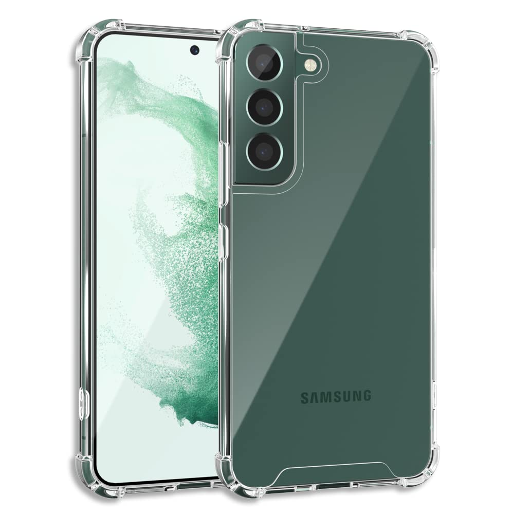 TORU VX Clear Compatible with Galaxy S22 Case Slim - Transparent Flexible Shockproof TPU Bumper & Protective Anti-Yellowing Scratch Resistant Hard Cover with Wrist Strap - Crystal Clear