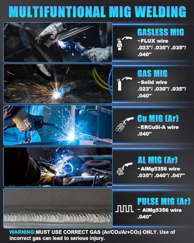 Image of AZZUNO 200A Plasma Cutter Welder Combo, 9 in 1 Multiprocess Welder Machine Gas MIG /PULSE MIG /MAG /Flux Gasless MIG /Spool Gun Compatible /HF TIG /Stick /CUT /SPOT MIG, 110 /220V Aluminum MIG Welding Machine