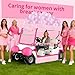 HFYZZ 112 Pcs Breast Cancer Awareness Golf Cart Decoration Kit Gauze Fabric Breast Cancer Pink Ribbon Flag Banner Balloon Tablecloth Fur Strip Trim for Festival Party Parade Decor
