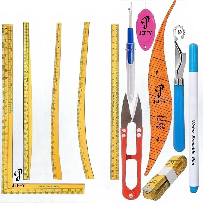 Ripper Ruler JEFFY Tailoring Ruler Set with French Curve, L-Square, Hip Curve ...