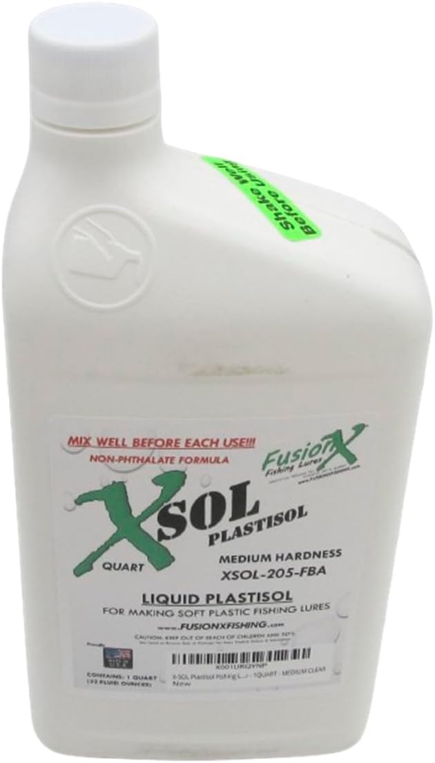 X-SOL Plastisol Soft Plastic Fishing Lure Making Resin - 1 Quart - Clear