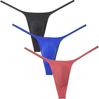 Mens Solid Stripe Mini Bikini G-string Thong Underwear Minimum Coverage Underpants Tiny Pouch Tangas Sexy T-back