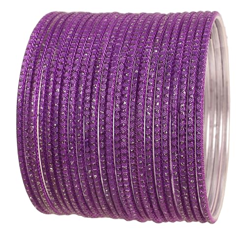 Touchstone Pastel Color Bangle Collection Indian Bollywood Hand Drilled Silver Tinge Designer Jewelry Bracelets Bangle. Set of 24. For Women.