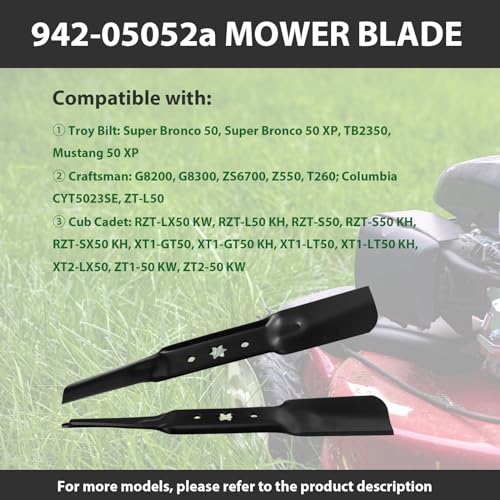 ZALANA 942-05052A Lawn Mower Medium Lift Blade Set Replace MTD/Cub Cadet/Troy-Bilt 742-05052A for S50 XT1 GT50 LT50 XT2 G8200 G8300 ZS6700 Z550 T260 KH 50” Deck Lawnmower (3 Pack) by ZALANA - Used condition - Image 6
