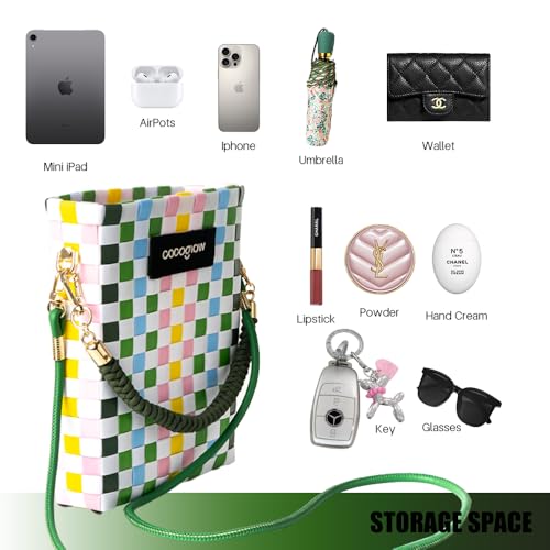 Square Cross-Body Handbag,Vintage Women's Hand-Woven Basket Bag, With Detachable Shoulder Strap and Hand Strap4