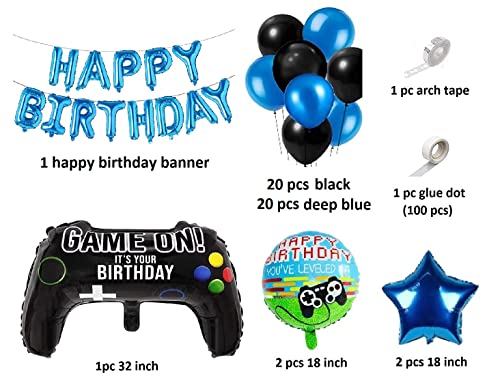 Image of 48 pcs Latex Happy Birthday Game on Decoration Gaming 10th Birthday Decoration for Boys Game Theme Balloon Arch Garland Kit Gamers Party Supplies (Pack of 48, Multicolor)