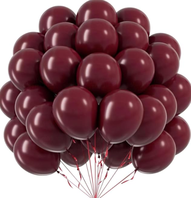 QIFU Globos Burdeos Cumpleaños 50 Piezas Globos Helio Latex Borgoña 12 Pulgadas Rojo Vino Decoracion Cumpleaños Para Boda Aniversario San Valentin Romantico Fiesta Carnaval