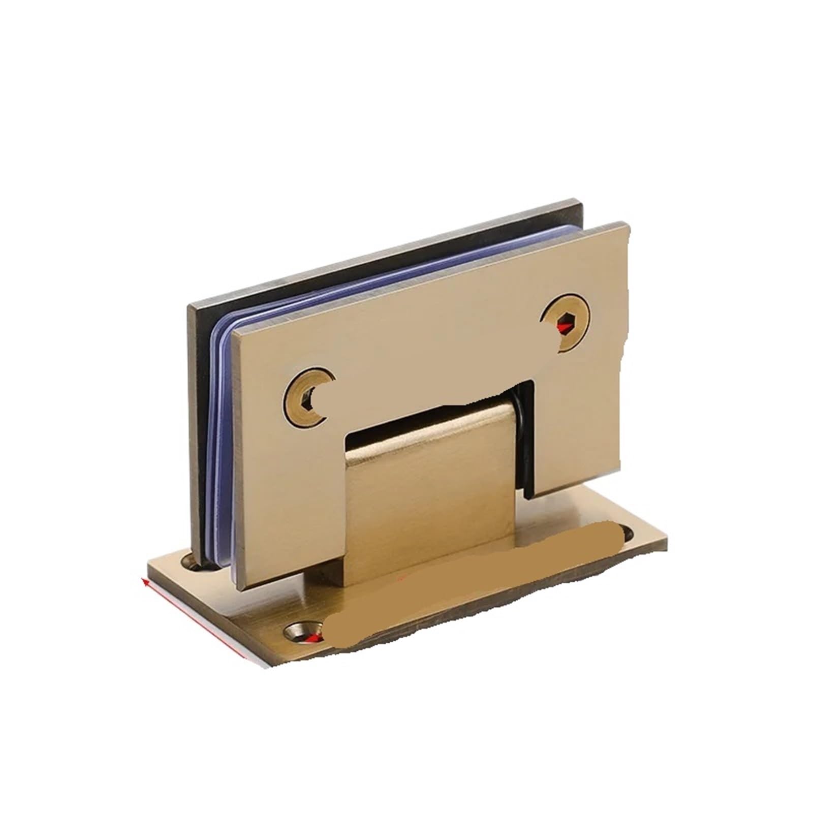 Kdhcvkz 90 Degree X2 2Pcs Brushed Gold Color Glass Door Clip Clamp Door Hinge Double 90 Degrees(90 Degree X2)