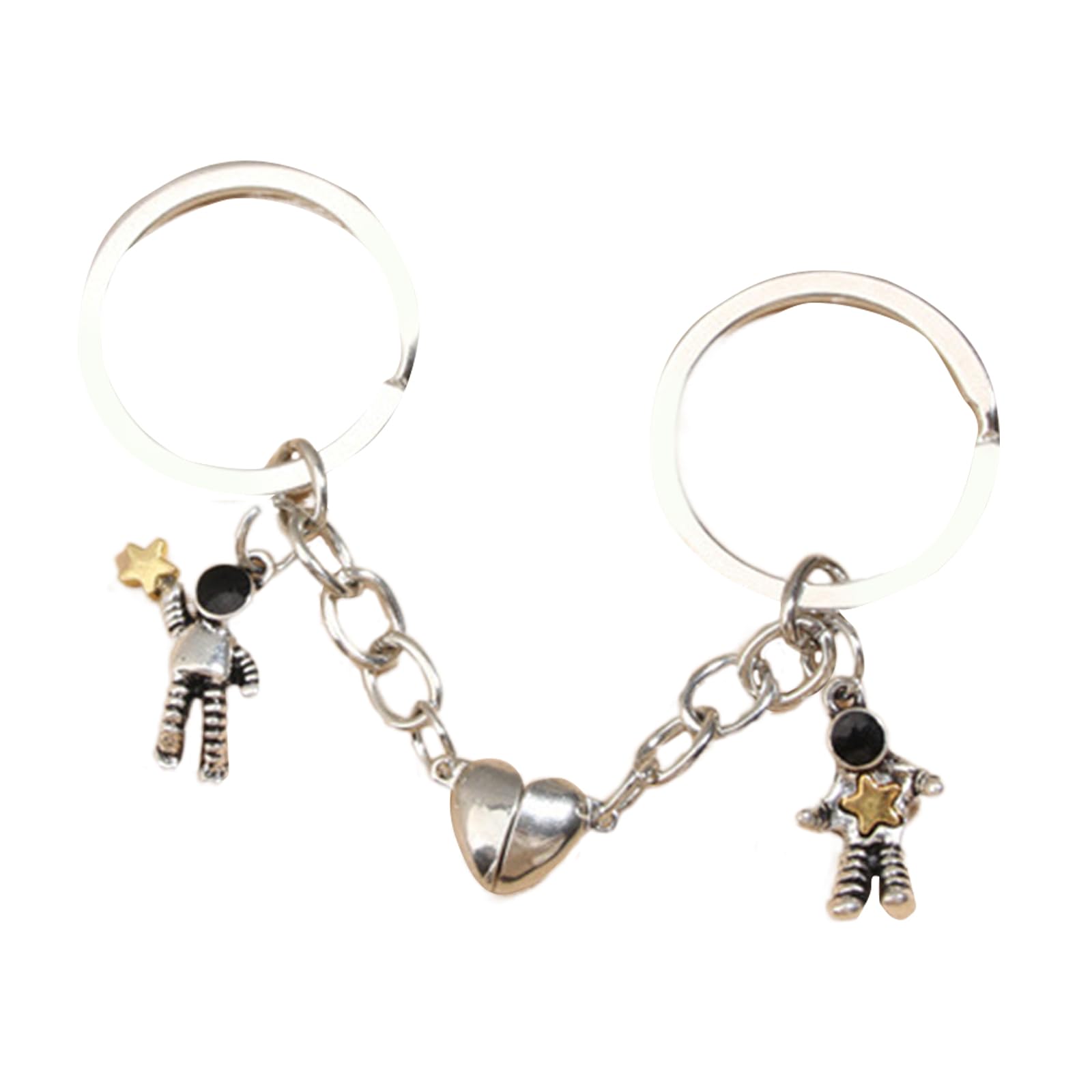 Baodss 2 Pieces Keychain Astronaut Heart Magnetic Keyring Keychains For Couple Friend Gifts Handmade Jewelry