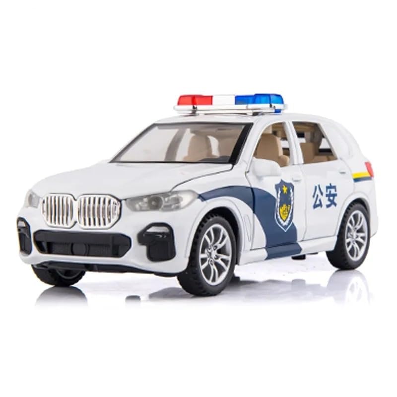 Image of Exclusive Alloy Metal Pull Back Die-cast Car Scale Model with Sound Light Mini Auto Toy for Kids Metal Model Toy Car with Sound and Light?New Version? (1.32 Scale B-M-W-X7 Police - White)