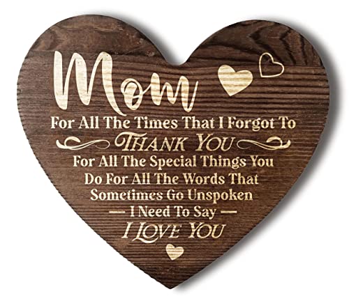 Gifts For Mom From Daughter/ Son Wood Signs Personalized, Gift Wood Plaque Heart For Mom's Birthday, Meaningful Gifts For Mom, Gifts Quote Wood Plaque Sign, Gift For Mom | Grandma | Woman #TOP1