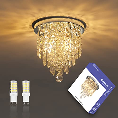 Mini Chandelier For Bedroom Small Chandelier For Bathroom Flush Mount Chandelier Ceiling Light Fixtures H10.4Xw8.7 Inch Include Bulb Modern Ceiling Light For Hallway,Dining Room,Laundry Room,Foyer #TOP29