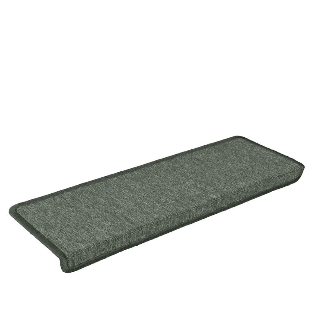 Ciemnozielona mata schodowa 15 sztuk 65 x 21 x 4 cm PP Tufted
