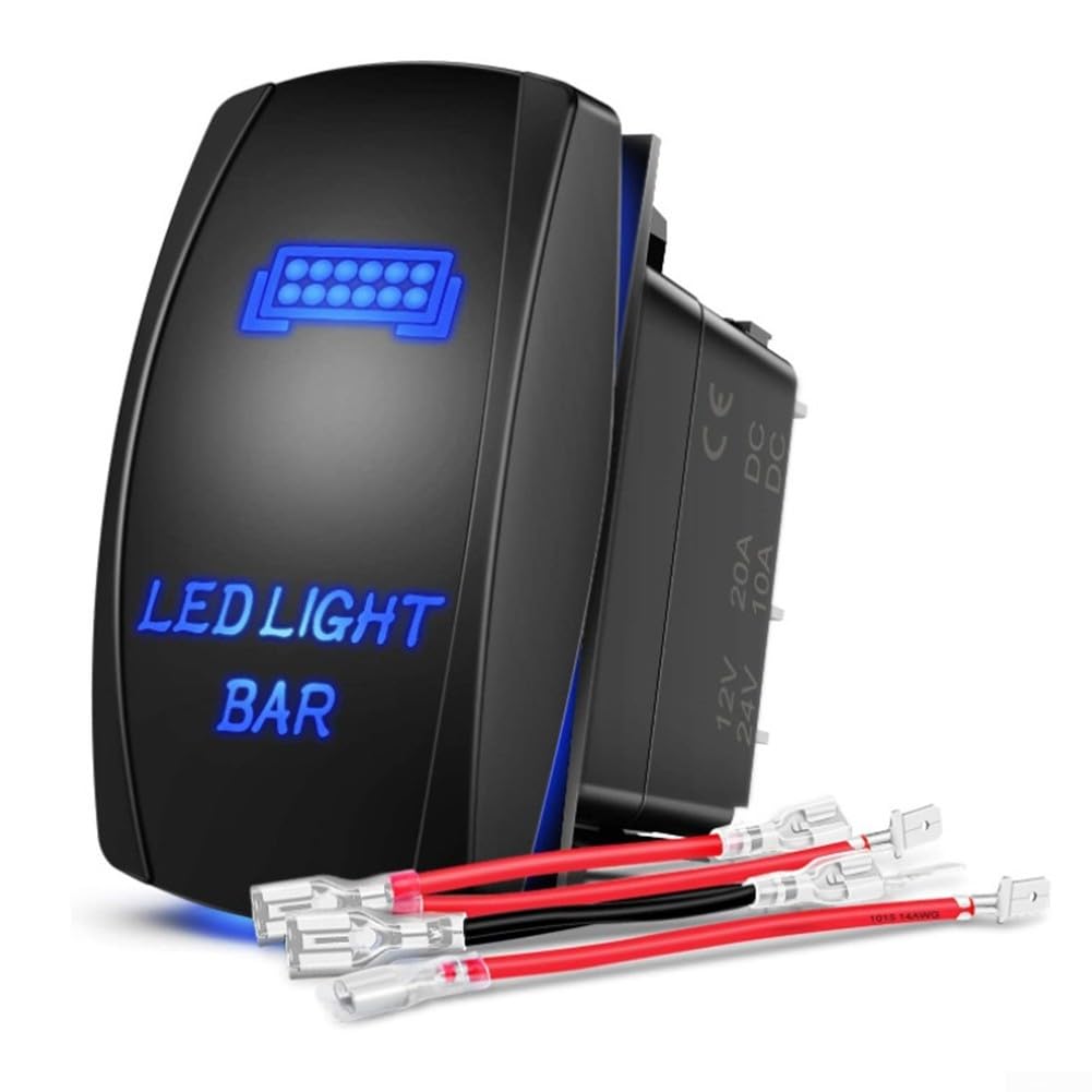 Interruttore a bilanciere con luce posteriore LED 20 Amp 12 VDC IP65 impermeabile per auto ATV UTV Polaris RZR Wrangler