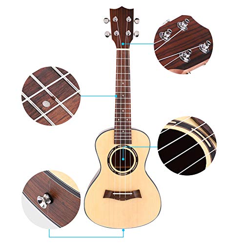 Ukulélé en bois d’épicéa acajou 23 pouces 4 cordes Hawaii Guitar Tuner Picks Strap Set Noir - Les Beatles, Paul McCartney, John Lennon, RIngo Starr, George Harrison Ukulélé en bois d'épicéa acajou 23 pouces 4 cordes Hawaii Guitar Tuner Picks Strap Set Noir – Image 8