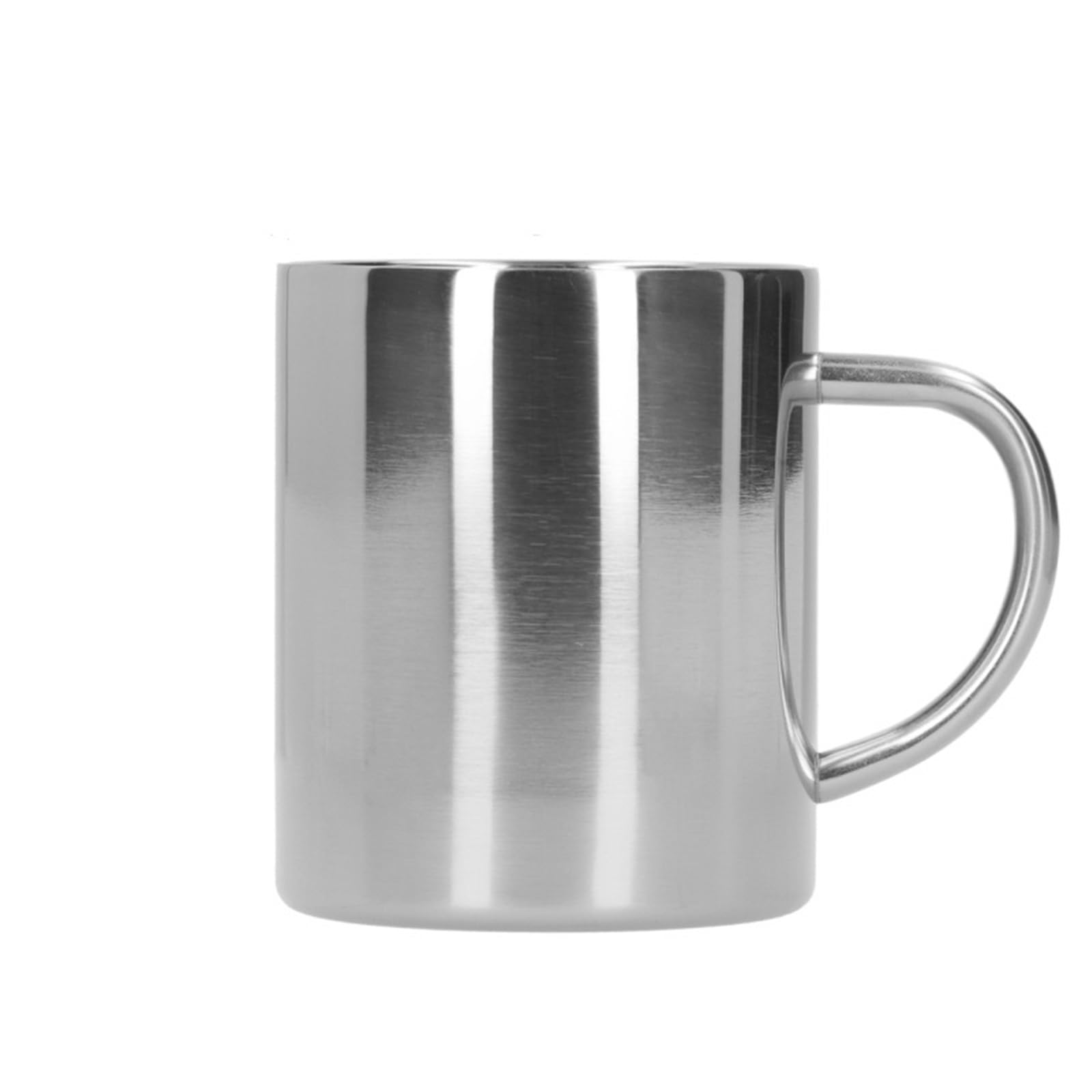 400 ml Kaffeetasse 304 Edelstahl Doppelschicht Verbrühungsschutz Becher Tasse mit Griff for Kaffee Tee Wasser Home Küche Zubehör Für Küchen, Cafés, Restaurants(Silver)