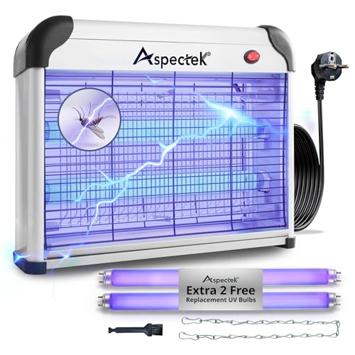 ASPECTEK Lampe Anti-Moustique UV 20W 2800V – Lampe Anti-Insectes/Tue-Mouche Électrique Intérieur, Piège à Insectes Volants (Mouches, Moustiques,...