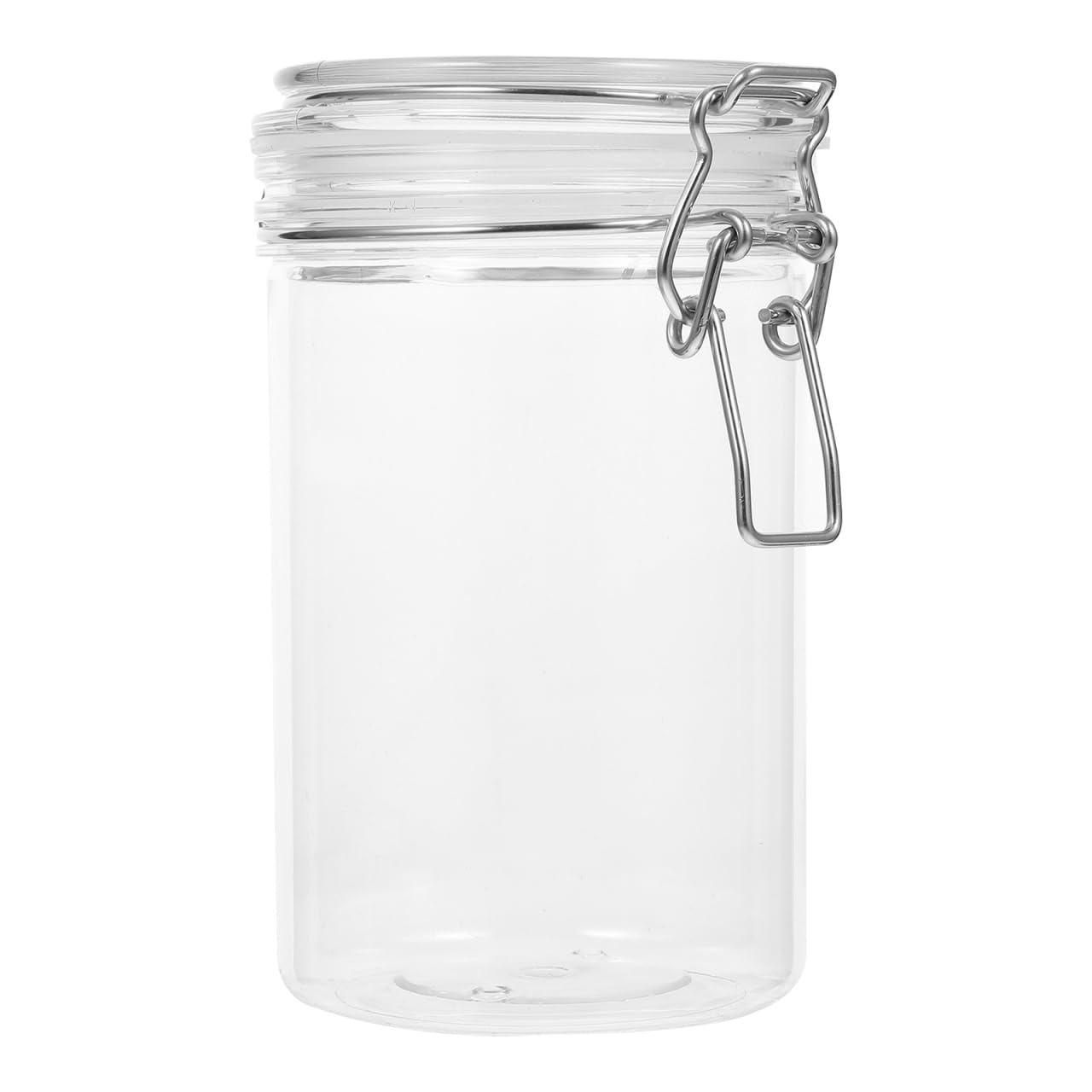 Yardwe Clear Snack Fresh-Keeping Box With Locking Clamp Airtight Grain Storage Jar For Tea Leaves Sugar Nuts And Snacks Plastic Canister With Hinged Lid, 750Ml