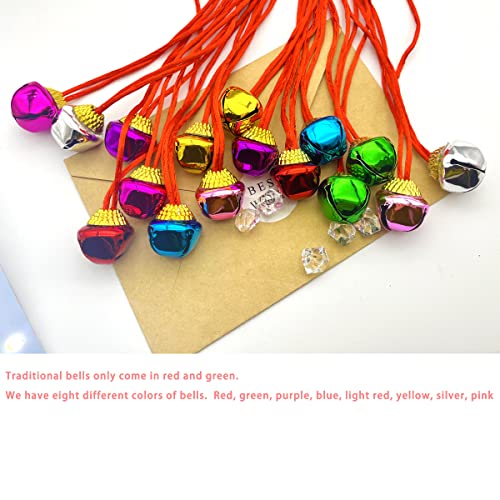 yfstyle Christmas Bell Necklaces Believe Bell Necklaces Christmas Necklace and Bracelet Set Adjustable Christmas Bell Bracelet Red Green Jingle Bell Necklaces Bell Ornaments for Christmas Party-16pcs