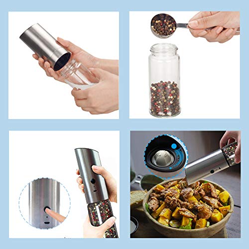Electric Pepper Grinder Rechargeable Salt Grinder or Pepper Mill, High Capacity Refillable, Adjustable Coarseness