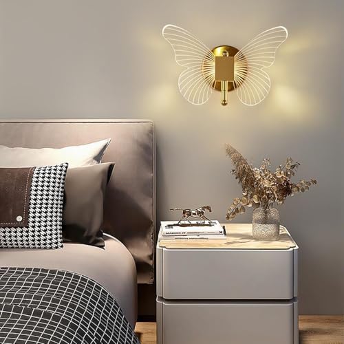 Ttamg QL-A186-CL Qlligh Modern Semi Flush Mount Ceiling Lamp Acrylic Butterfly Light Led Dimmable Ceiling Light,Mini Butterfly Lamp Gold Ceiling Light thumb #4