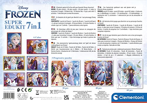 Clementoni, 18110, Super Edukit 7 in 1, Disney Frozen (3 Puzzles Of 30, 48 And 60 Pieces, 6 Cubes, A Memo - Image 3