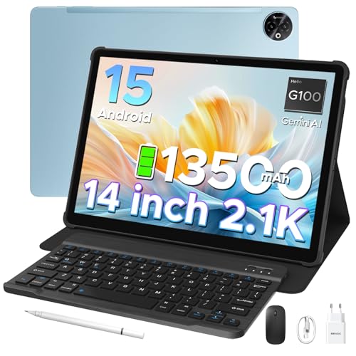 DOOGEE Tab E3 MAX VIP Android 15 Tablet 14 Pulgadas, 13500mAh, 4G Dual SIM Tablet con Teclado y Lapiz, 32GB+256GB/TF 2TB, MTK G100, Gemini AI, 13MP+5MP/GPS/BT5/OTG/FACE ID/Altavoces Cuádruples