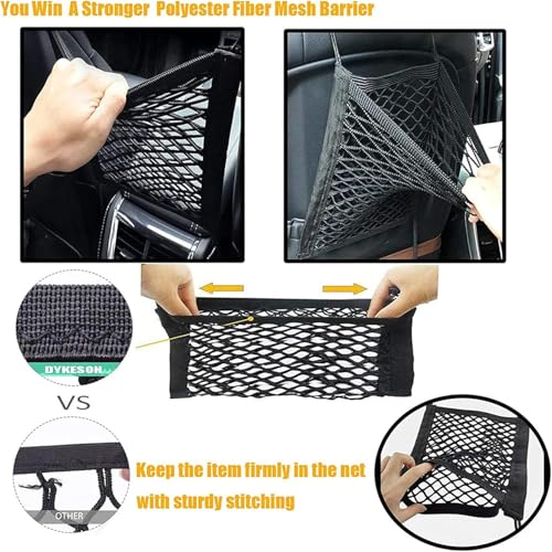 DYKESON Dog Car Net Barrier Pet Barrier with Car Mesh Organizer for Dog & Child, Safety Divider with Storage Pouch, Easy Install for Cars & SUVs