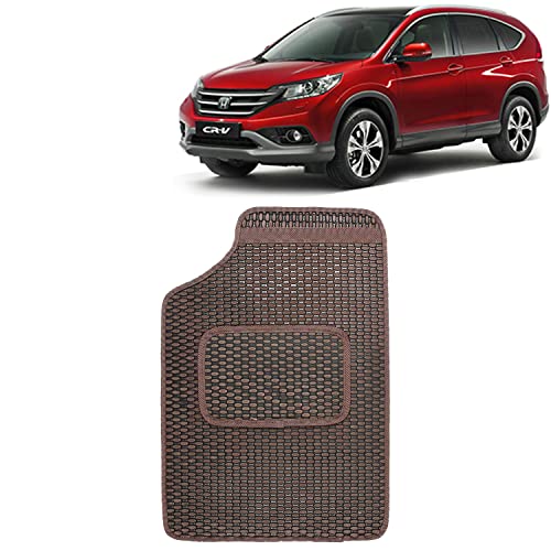 Image of Kingsway Dotted Design Car Floor Foot Mats Universal Fit for Honda CRV, Model Year : 2012-2018, Water and Dustproof, Color Brown, Set of 5 Pieces