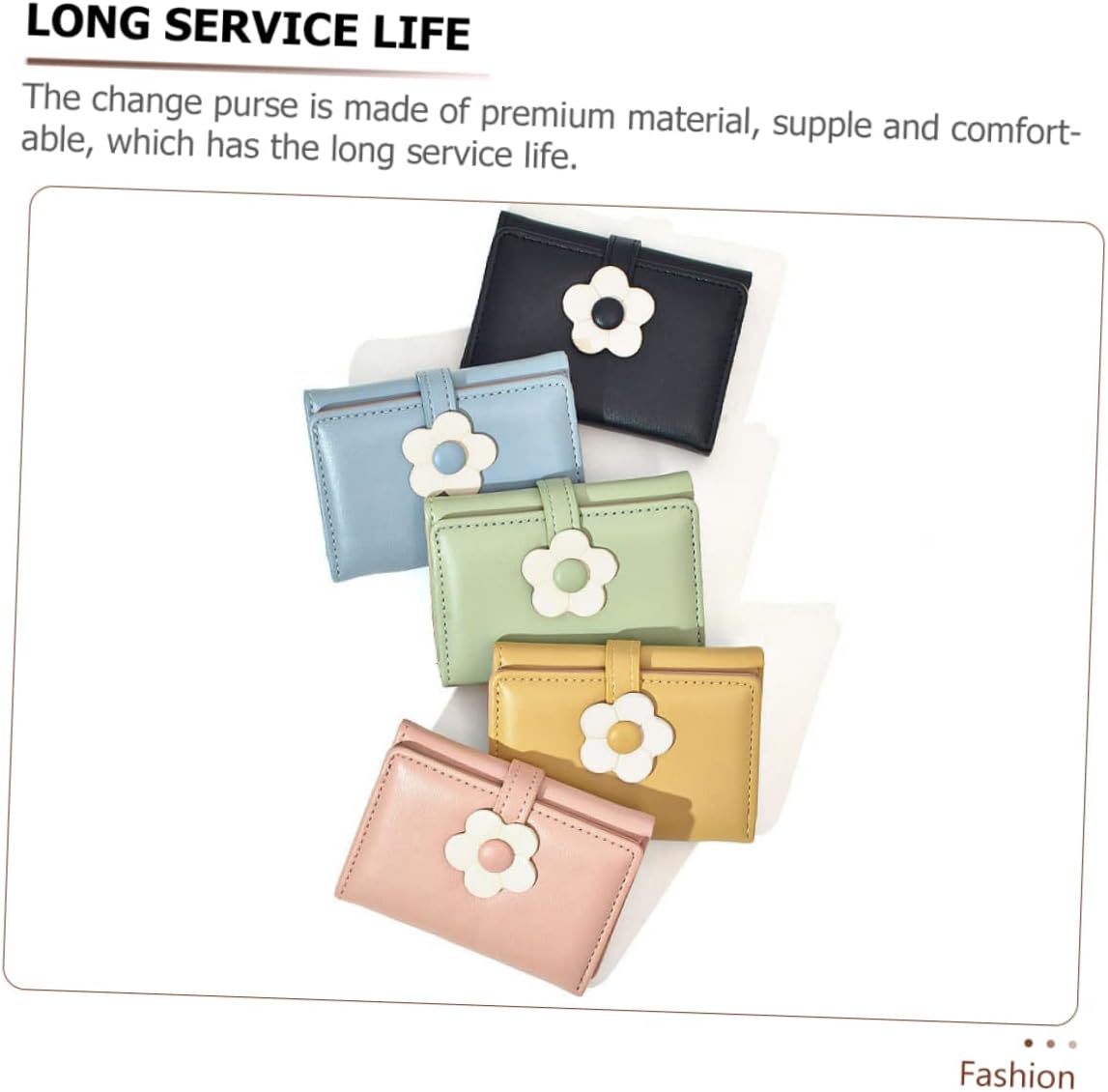 Girls Wallet Simple Flower PU Leather Folding Student Purse