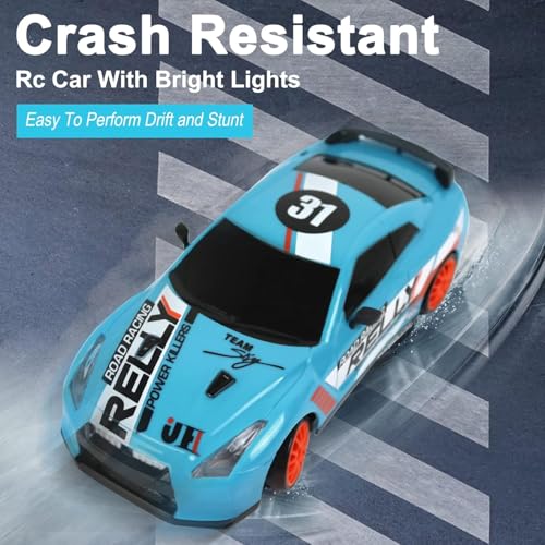 Image of MICROMINI RC Drift Car 2.4GHz Remote Control Car 4WD, RC Drifting Cars Vehicle High Speed Racing RC Drifting Car Toys Gifts for Boys Girls Kids Adults Mini (Light Blue)