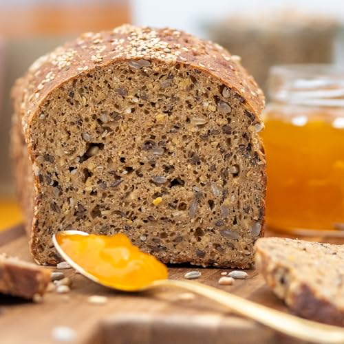 Marcel's Keto Brot – Goldenes Saatenbrot (400g - für 1 Brot) | LowerCarb Brotbackmischung mit 80% weniger Kohlenhydraten | Vegan, high Protein & Sauerteig | Ofenfertig in 1 Minute