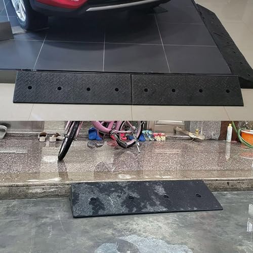 Rampa de umbral de caucho y plástico, alturas de 10 cm a 15 cm, para sillas de ruedas, motocicletas, automóviles y bicicletas (100 x 30 x 10 cm) miniatura 5