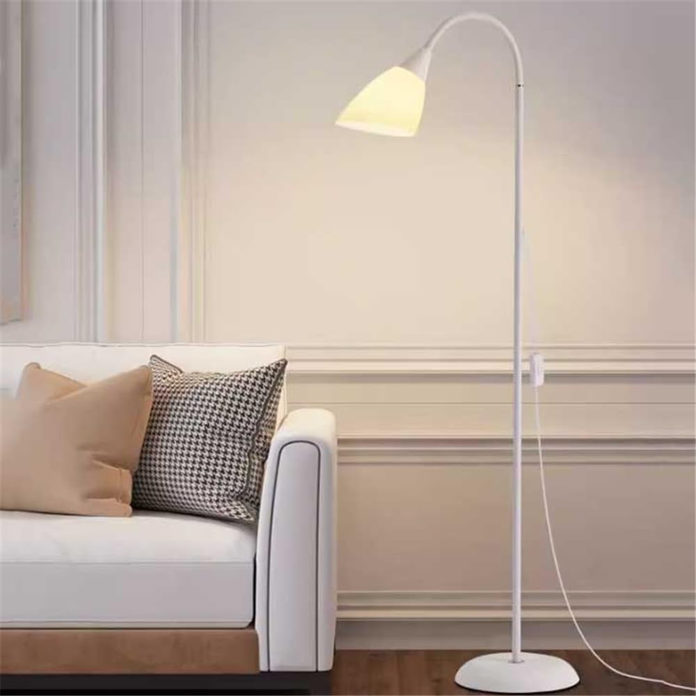 Narożna lampa stojąca Biała lampa podłogowa do sypialni, na sofę, biura, nowoczesna stojąca z abażurem