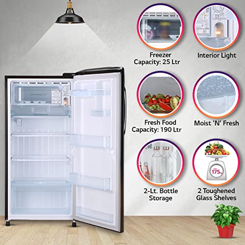 Image of LG 215 L 3 Star Direct-Cool Single Door Refrigerator (GL-B221ASPD, Scarlet Plumeria, Moist 'N' Fresh)