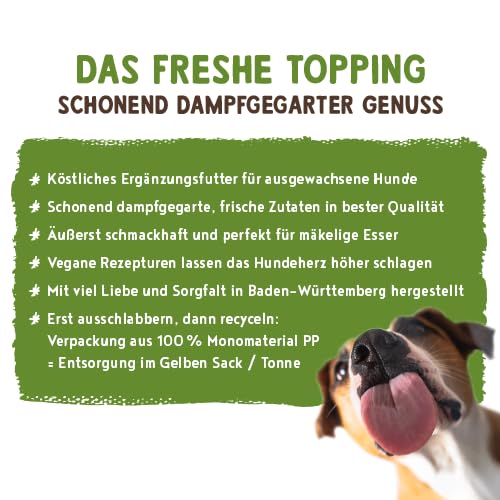 Bosch Freshe Schnauze - Knackig grünes Ackergemüse 1 x 200 g | Topping für Hundefutter | Für Trockenfutter und Nassfutter geeignet | mit frischer Zucchini, Spinat, Brokkoli, Fenchel & Chicorée