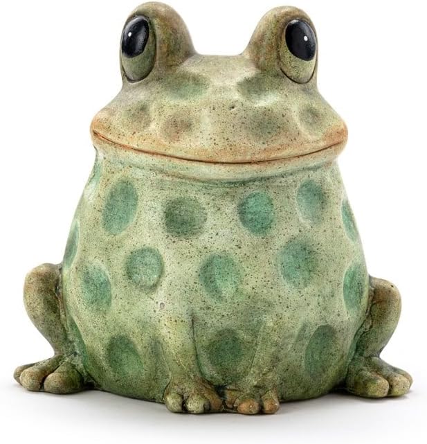 Napco Imports Decorative 5 x 3.75 Inch Indoor or Outdoor Sculpture Figurine Garden Statue Green Spotted Frog
