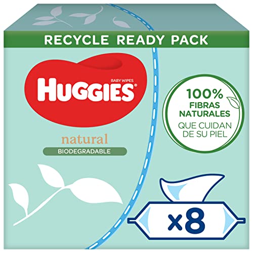 HUGGIES Pure Biodegradable Toallitas para bebé, 8 paquetes de 48 unidades (384 Toallitas)