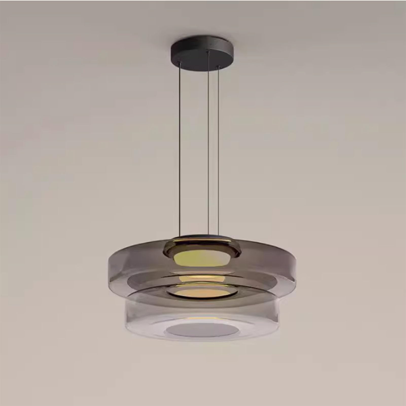 Glass Pendant Light, Hanging Ceiling Light Fixture With Adjustable Cord, 1 Layer Nordic Style Kitchen Island Pendant Lighting, Hanging Light For Living Room Bedroom And Hallway(Gray,25*45CM)