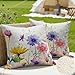 JANGYUHH 2er Set Outdoor Kissen 40x40 cm Kissenbezug Wetterfest Modern Farbe Blumen Dekokissen Sommer Lila Kissenbezüge für Garten Sofa Couch Wohnzimmer Schlafzimmer Doppelseitiges Muster Kissenhülle