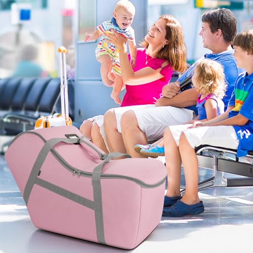 Image of Padded Car Seat Bag Compatible with Most Nuna Pipa Car Seats UPPAbaby MESA V2 without Base & Chicco KeyFit 30 and Base, Car Seat Travel Bag for Airplanes, Pink