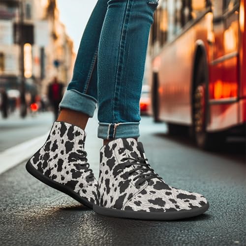 Image of Fashion Print Womens Mens High Top Barefoot Sneakers Flat Shoes