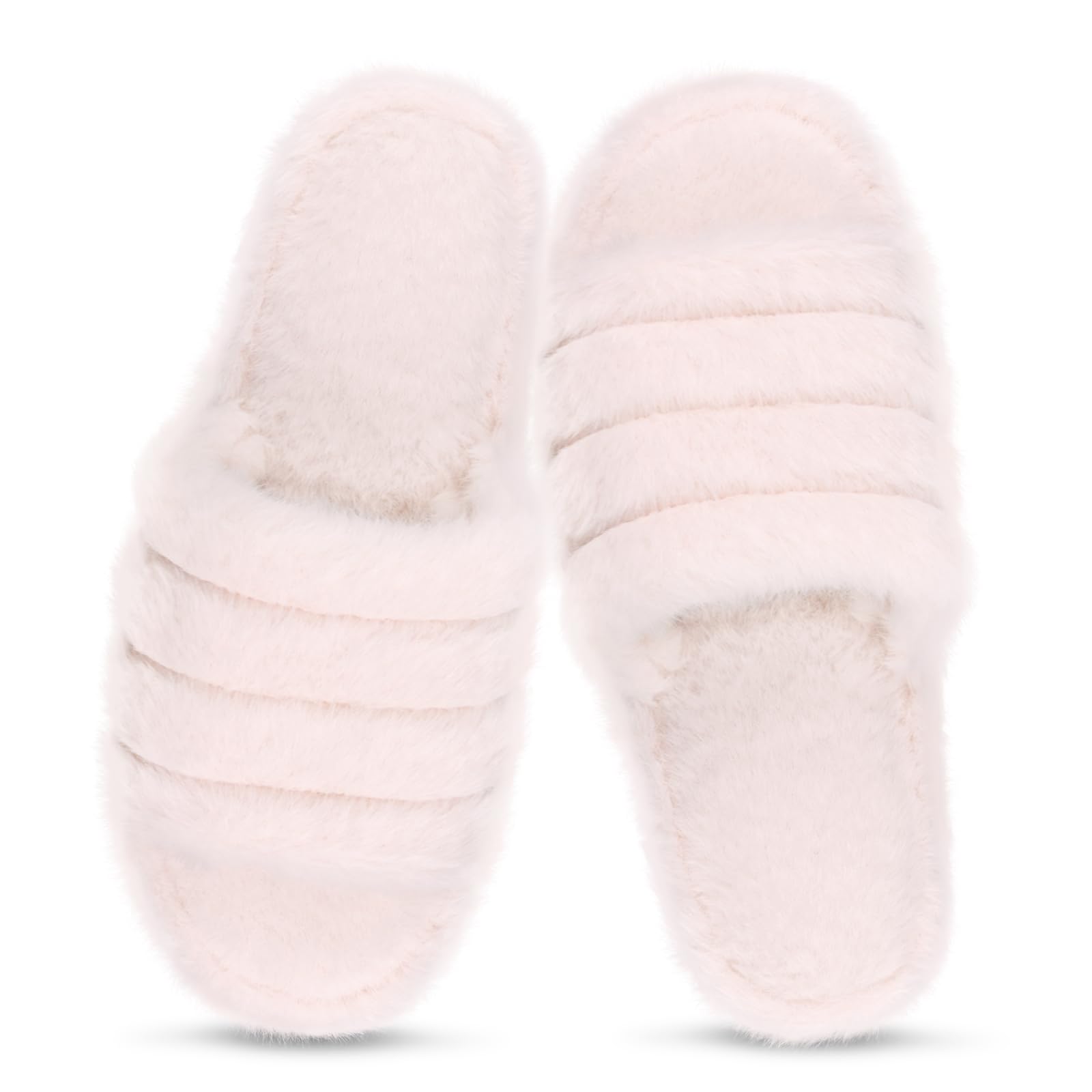 ZOORON Womens Fuzzy Slippers with Memory Foam Comfy Faux Fur Anti-Skid Sole Slippers for Women Bedroom House Open