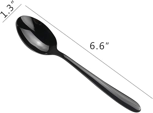 Miniatura 2 de Vababa 16 cucharas de postre de acero inoxidable, 6.6 pulgadas, color negro