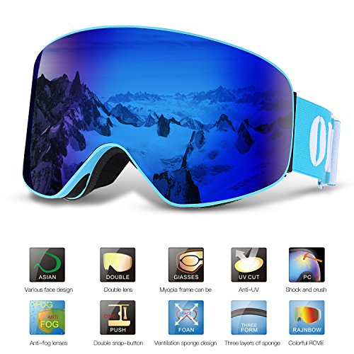 Lunettes de Ski, OUTAD Masques Snowboard de Protection avec UV 400, Ski Goggles Coupe-Vent, Lentilles...