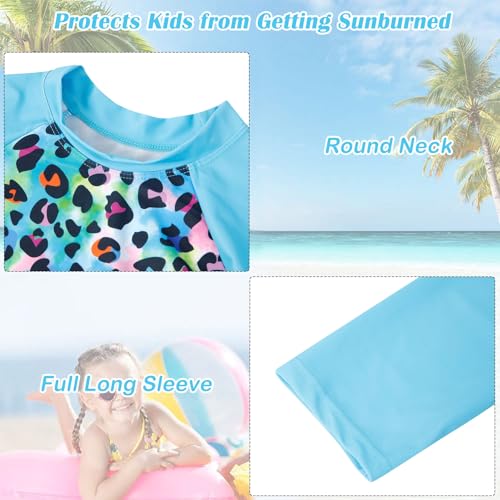 Image of TUONROAD Girls 2 Pieces Rash Guard Swimsuit Long Sleeve Tankini for 4-10 Years