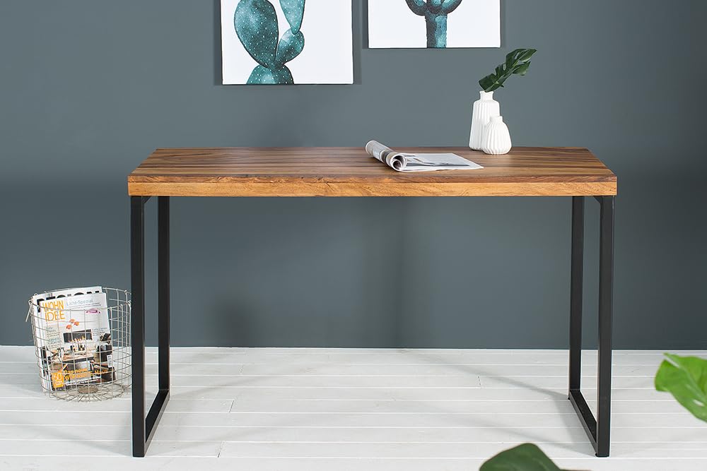 Riess Ambiente Massiver Schreibtisch Elements - 120cm - schwarz - Sheesham Metall Bürotisch Massivholz Holztisch