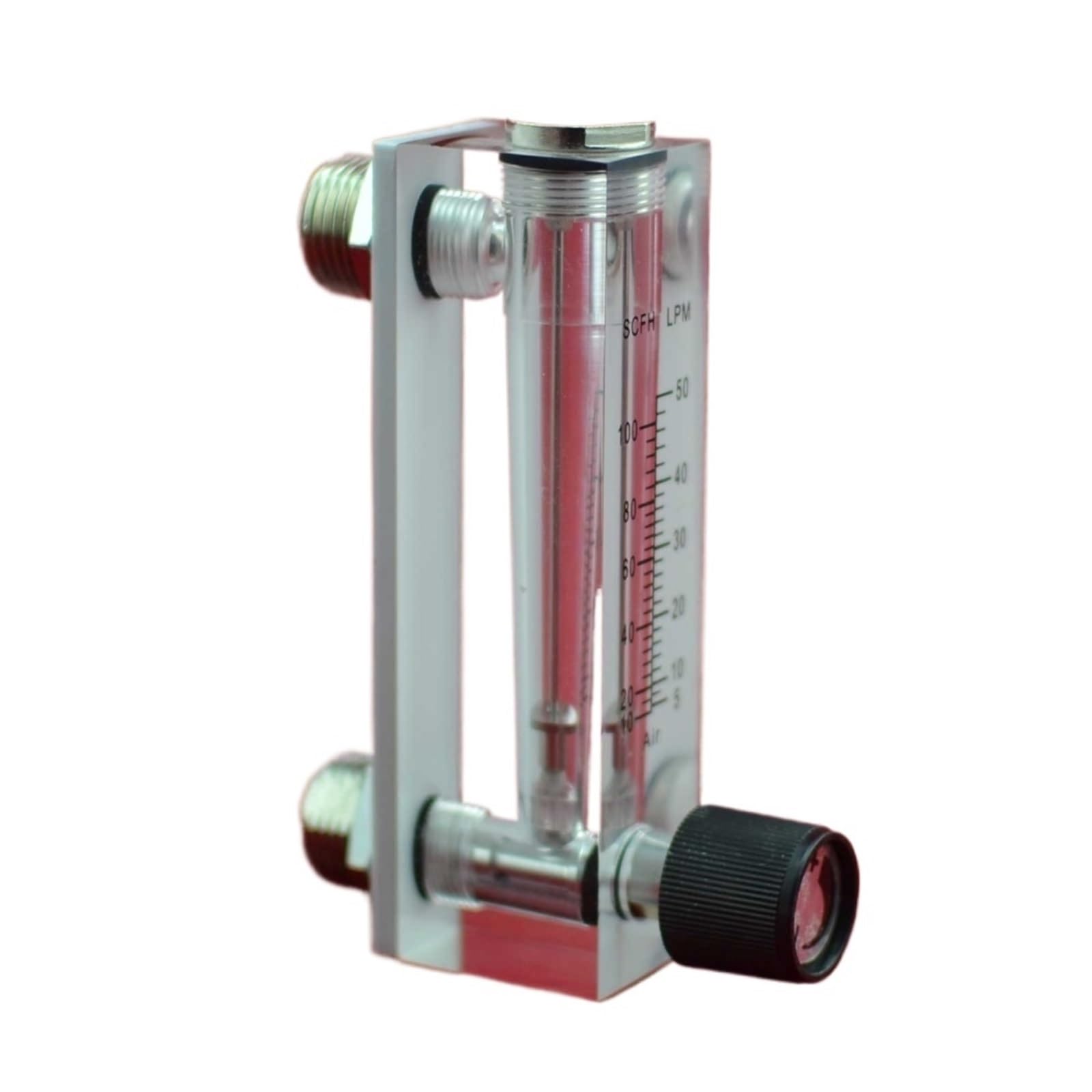 VKvmNYlxx LZM-6T Panel Type Acrylic Flowmeter with Adjustment Valve, G1/4" Female Bottom Connection, Male M18*1.5".(5-50LPM for Gas)